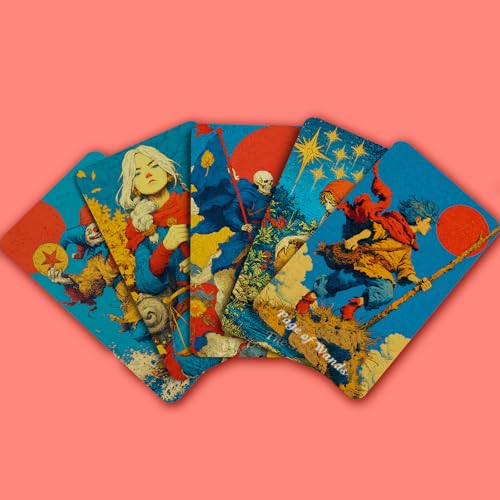 sishui Tarot Deck Unique, 80 Flame Tarot Cards with Guidebook, Summer Blaze Tarot for Beginners and Experienced Readers, 400 GSM Gold-Gilded Premium Deck, Divination and Spiritual Growth Tool - color: Red, Orange, and Gold