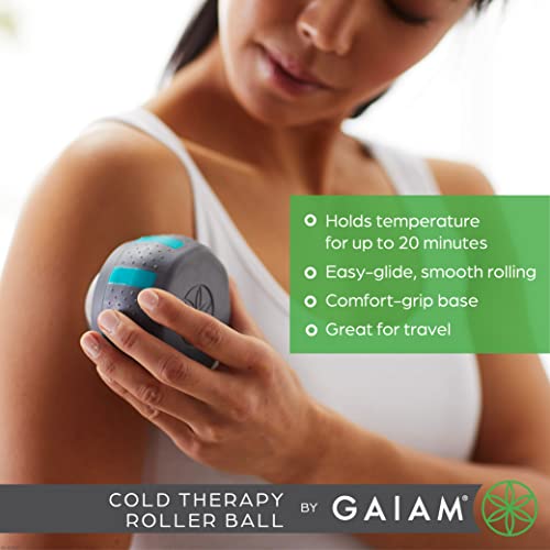 Gaiam Restore Rolling Massager, Cold Therapy (Cold) | Ergonomic Roller Ball | Targeted Muscle, Joint & Trigger-Point Recovery | Compact Size | Pre & Post-Workout Use