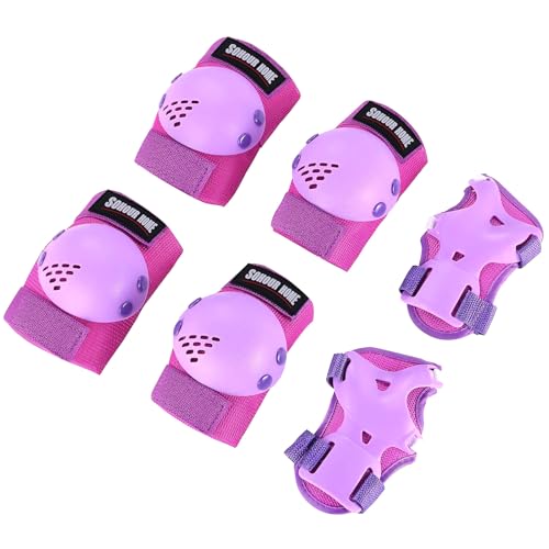 Kids/Youth Knee Pads Elbow Pads Wrist Guards 3 in1Protective Set, for 3-15 Years Child Roller Skates, Cycling, Inline Skating, Skateboard, BMX Bike, Balance Bike, Scooter Riding Sports - color: Purple, size: Small (3-7 years)