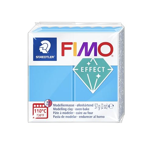 Staedtler FIMO Effects Polymer Clay - -Oven Bake Clay for Jewelry, Sculpting, Translucent Blue 8020-374 - color: Blue translucent, size: 57 g (Pack of 1)