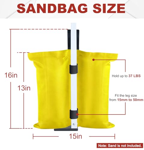ABCCANOPY Canopy Weights 120 LBS Tent Sand Bags,4-Pack Yellow(No Sand) - color: Yellow, size: 120 LBS