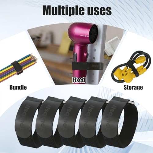 10Pack Elastic Cinch Straps 1" x 8" Heavy Duty Fastening Hook and Loop Nylon Straps Reusable Adjustable Cable Straps for Cords & Cable Management, Home, Garage, Travel - size: 1''×8''