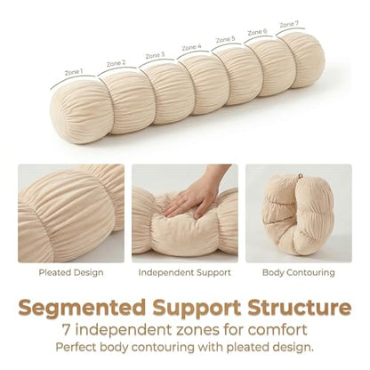 Pat. Pend. Long Body Pillow for Adults, 47 Inch, Beige - color: Beige, size: 47"x 7.87"