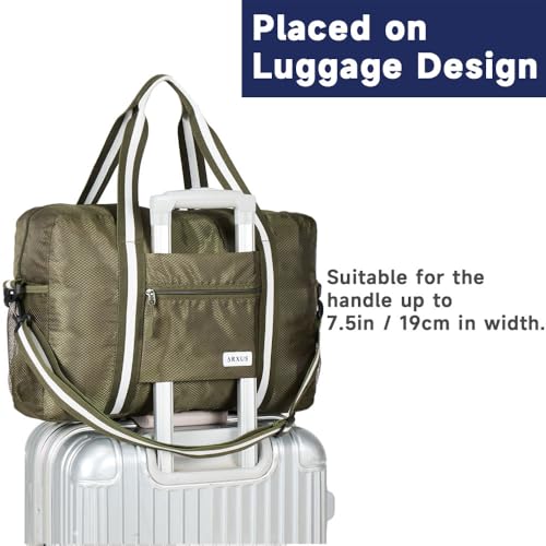Arxus Carry On Travel Bag, Lightweight Foldable Packable Tote Bag 25L - color: Green