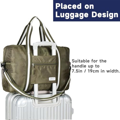 Arxus Carry On Travel Bag, Lightweight Foldable Packable Tote Bag 25L - color: Green