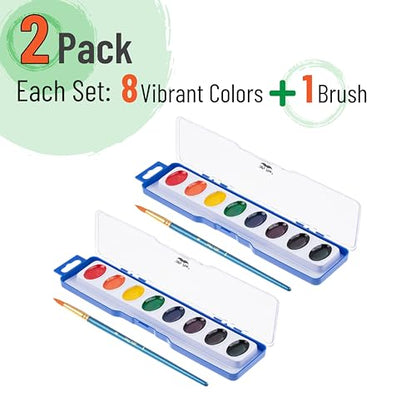 Mr. Pen- Washable Watercolors, 8 Pack, 8 Colors with Paint Brush - size: 8 Pack