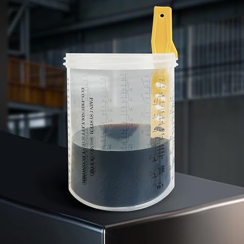ENDOZER Disposable Paint Cup 50 Pack 27 Ounce(800ML) Mixing Cups for Automotive Spray Gun with 50 Liners and Lids System, 1 Hard Cup with Retainer Ring, 20 Plugs, 2 Adapters for Paint Gun - color: Dis-800ml-50pcs