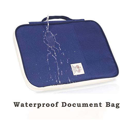 JAKAGO A4 Travel Portfolio Multifunctional Document Organizer Zippered Case for Office Supplies (Blue) - color: Blue