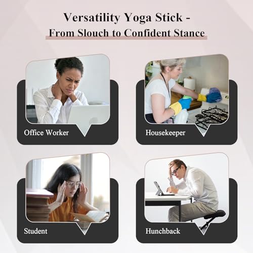 PAETA Yoga Stick for Stretching, 5ft Exercise Stick for Mobility & Flexibility, Bamboo Stretch Bar and Posture Pole with Non-Slip Grip - Includes Free Video Guide - color: Black