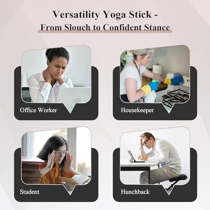 PAETA Yoga Stick for Stretching, 5ft Exercise Stick for Mobility & Flexibility, Bamboo Stretch Bar and Posture Pole with Non-Slip Grip - Includes Free Video Guide - color: Black
