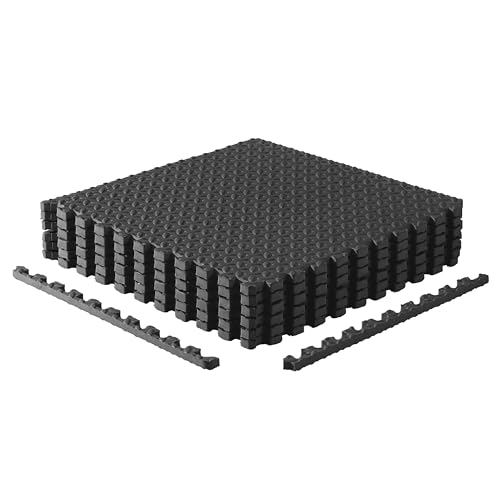 CAP Puzzle Exercise Mats | 3/4” Thick EVA Interlocking Foam Tiles for Home Gym Flooring | Multiple Options - color: Diamond - Black, style: 6 Tiles (24 SQ FT)