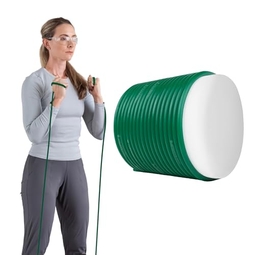 THERABAND Resistance Tubing, Exercise Band, Physical Therapy, 25', Green | Latex resistance tubing where the color marks the resistance level, so you can step up as strength returns - color: Level 3 / Heavy - Green, size: 25 Foot