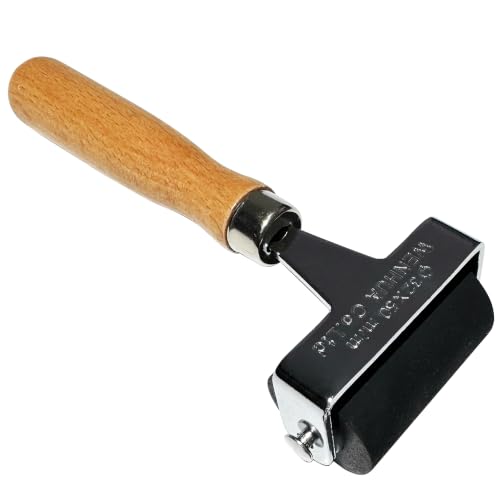 Soft Rubber Brayer – 45A Durometer Printmaking Roller, 2 Inch, for Gel Printing, Linocut & Block Printing, Heavy-Duty Steel Frame with Wood Handle - size: 2 in