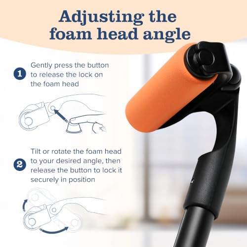 EZPIK Lotion Applicator for Back with 2 Replacement Foam Rollers, Extendable up to 23" - Curved Back Lotion Applicator for Elderly & Seniors with Limited Mobility, Body Cream & Sunscreen Applicator
