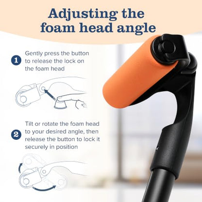 EZPIK Lotion Applicator for Back with 2 Replacement Foam Rollers, Extendable up to 23" - Curved Back Lotion Applicator for Elderly & Seniors with Limited Mobility, Body Cream & Sunscreen Applicator