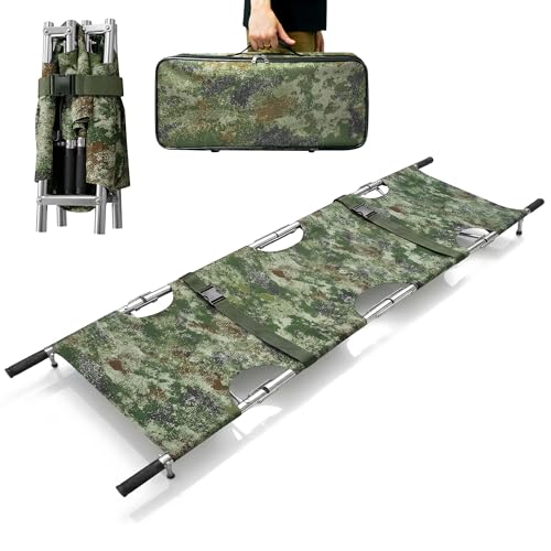 Folding Stretcher for Medical Emergency with Heavy Duty Handles - color: Camo