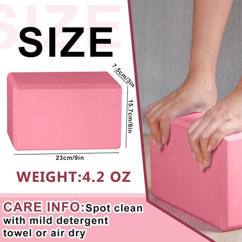 Honoson 20 Pcs Yoga Blocks Bulk 9''x6''x3'' High Density EVA Foam Blocks for Exercise Pilates Meditation, Lightweight Non-slip Surface, Improve Strength Balance Flexibility - color: Pink