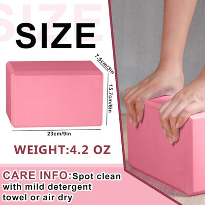 Honoson 20 Pcs Yoga Blocks Bulk 9''x6''x3'' High Density EVA Foam Blocks for Exercise Pilates Meditation, Lightweight Non-slip Surface, Improve Strength Balance Flexibility - color: Pink