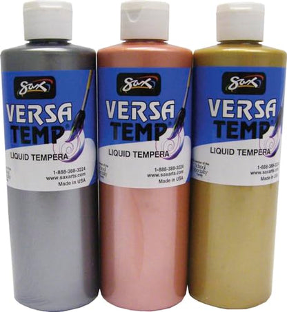 Sax - 1440731 Versatemp Heavy-Body Metallic Tempera Paint, 1 Pint, Assorted Colors, Set of 3