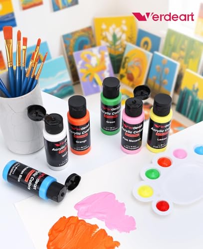 Acrylic Paint Set - 36 Colors 2 oz/59 ml Acrylic Paints for Professional Artists with 10 Brushes , Art Supplies for Painting Canvas Rock Wood Ceramic Glass Art Craft Painting, Rich Pigments Lasting Quality for Beginners, Students & Professional Artist - s