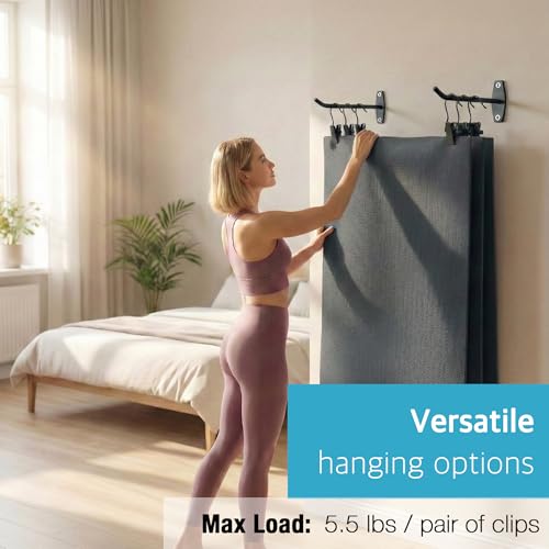 Wall Mount Yoga Mat Holder: Hanging Metal Rack For Eyelet Exercise Mats