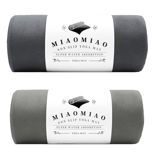 MIAOMIAO 2 Pack Non-Slip Hot Yoga Towel Set,Super Absorbent Microfiber in, 24.5" x 72" - Anti-Slip, Injury Free Design for Pilates, Yoga Mats, Exercise, and Fitness Gear Carbon Grey/Light Grey - color: Z-carbon Grey/Light Grey(2 Pack)