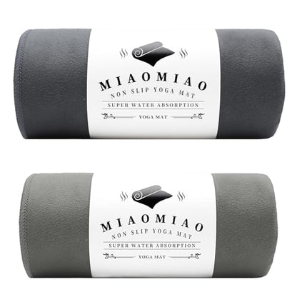 MIAOMIAO 2 Pack Non-Slip Hot Yoga Towel Set,Super Absorbent Microfiber in, 24.5" x 72" - Anti-Slip, Injury Free Design for Pilates, Yoga Mats, Exercise, and Fitness Gear Carbon Grey/Light Grey - color: Z-carbon Grey/Light Grey(2 Pack)