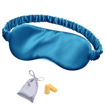 Silk Sleep Mask Eye Mask Blindfold with Double Layer Silk Filling and Elastic Strap for Full Night's Sleep, Travel and Nap, Eye Cover Eyeshade with Luxury Bag and Ear Plugs by OLESILK (Royal Blue) - color: Royal Blue