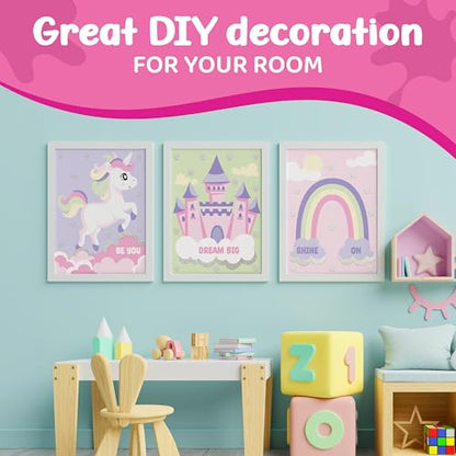 jackinthebox Paint by Numbers Unicorn Craft Activity for Girls for Ages 6–9 | Easy paint-by-number activity with 8X10 inch 3 unicorn canvas design,art & craft painting kit Gift for creative kids ages 6-9