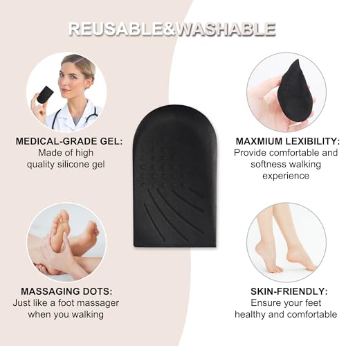 Heel Wedge Silicone Insoles, 2 Pairs 3 Layers Medial & Lateral Corrective Adhesive Shoe Inserts for Foot Alignment, Knock Knee Pain, Bow Legs, Osteoarthritis, Large, Black - style: LARGE(Black)-3 Layers