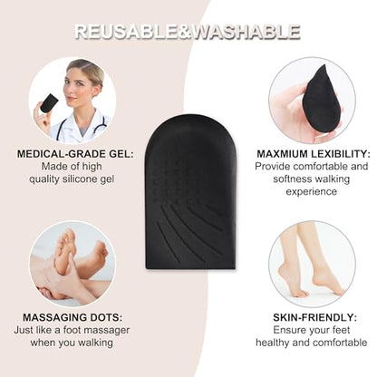 Heel Wedge Silicone Insoles, 2 Pairs 3 Layers Medial & Lateral Corrective Adhesive Shoe Inserts for Foot Alignment, Knock Knee Pain, Bow Legs, Osteoarthritis, Large, Black - style: LARGE(Black)-3 Layers