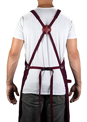 Hudson Durable Goods - Professional Grade Chef Apron for Kitchen, BBQ & Grill - color: Burgundy