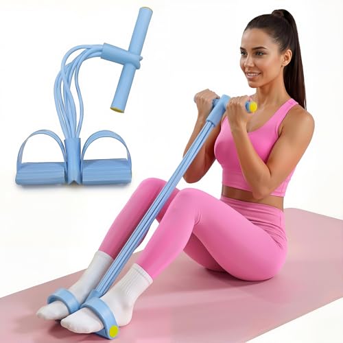 Pedal Resistance Bands with Handles, Upgrade Multi Function Pedal Training Band, 6-Tubes Natural Rubber Foot Pedal Resistance, Fitness Bands for Full Body, Abdomen, Waist, Arm, Leg - color: 블루.