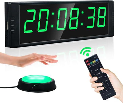 YZ Gym Clock for Home Gym with Start/Stop Button, Interval Timer for Workout, Stopwatch/Countdown Timer with Remote, 12/24H Digital Wall Clock, Portable Home Gym Accessories - style: plug-in