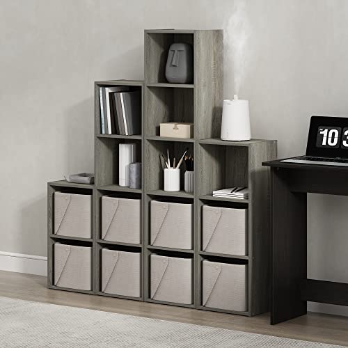 Furinno PASIR Book Shelf, 4-Tier Modern Bookshelf, Open Shelves Bookcase 9 x 12 x 42, Easy Assembly, for Living Room, Bedroom, Home Office, French Oak - color: French Oak, size: 4-Tier Cube