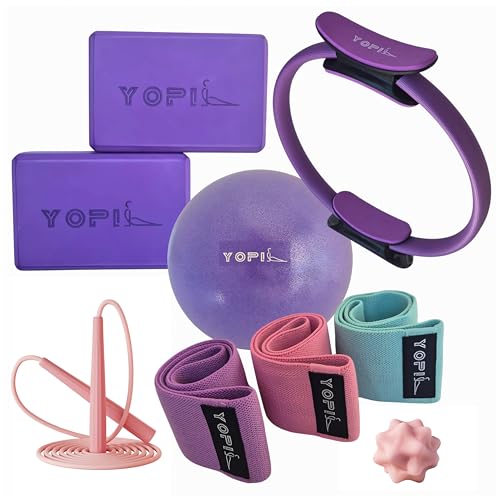 Yoga & Pilates Kit for Women – 9-in-1 Home & Studio Fitness Set with Yoga Blocks, Pilates Ring, Resistance Bands, Pilates Ball & More – Pink & Purple Workout Essentials for Yoga, Pilates & Stretching