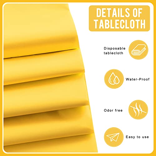 Eleclassi Yellow 6 Pack Premium Round Disposable Plastic Tablecloth - 84 Inch Round Plastic Table Cloths for Parties Disposable Tablecloth - Round Plastic Tablecloth - Yellow Round Tablecloth - color: Yellow