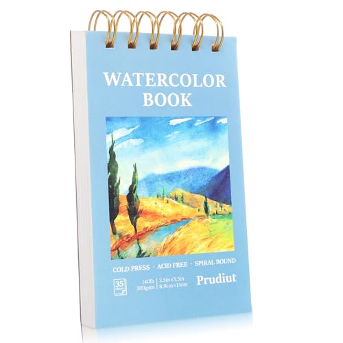 35 Sheets Watercolor Paper Pad 3.5 x 5.5 in, 140 Lb Cold Press | Spiral Bound, 300 Gsm Paper, Good Absorption, Tear-Out Pages, for Watercolor, Sketching and Mixed Media - size: 3.5x5.5 Inch