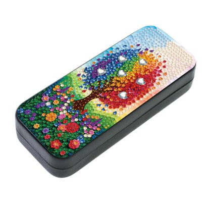 FlyingMage 5D Diamond Art Painting Kit, Hard Shell Eyeglasses Glasses Case | Floral Tree DIY Diamond Dots, Small Gem Art Painting Mosaic Kits, Cute Sunglasses Case for Adults Beginner Women Teen - color: Multicolor Tree