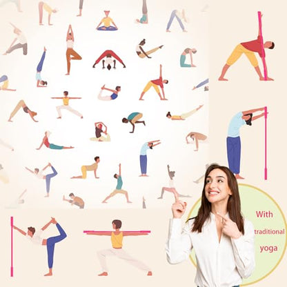 5ft Yoga Stick from Natural Bamboo with Non-Slip Handle-Stretching Stick for Mobility, Flexibility,Exercise,Workout, Physical Therapy,Pilates,Balance Fitness-Access Online Video Guide Without Any Info - color: All Pink 5ft