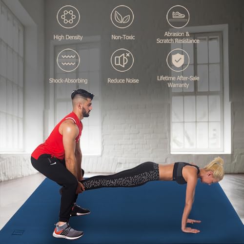 GXMMAT Large Exercise Mat 6'x4'/6'x5'/6'x6'(7mm) - color: Navy Blue, size: 6*5 FT