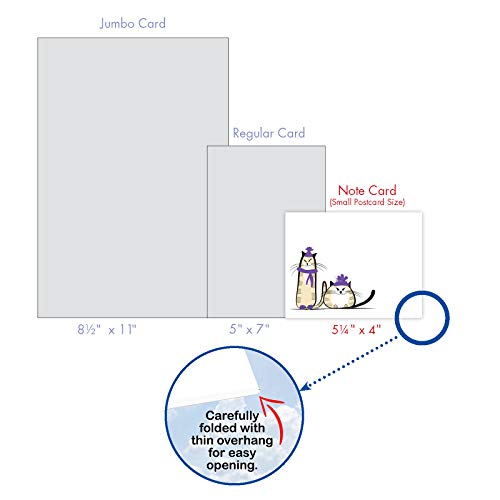 The Best Card Company - 10 Blank Yoga Note Cards (4x 5.12 Inch) - Boxed Notecards with Envelopes, Cute Animal Cards, Zen Assortment - Purple Purrs M3966 - style: Purple Purrs