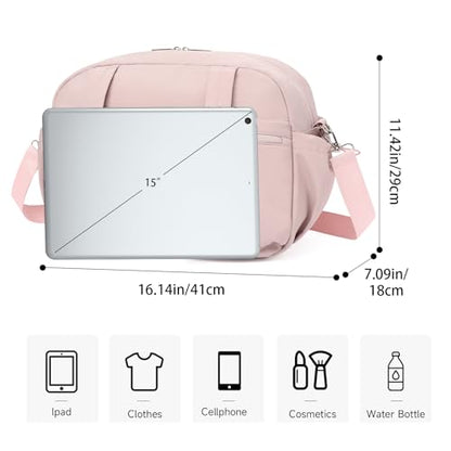 Handbag for Women Yoga Bag Large Capacity Yoga Pad Buckle with Shoe Compartment Water Bottle Sports Gym Bag Travel - color: D01-3 Pink