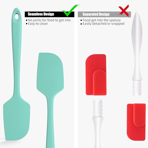 Doosu 600°F Heat Resistant Silicone Spatula Scrapers (Set of 4, Aqua Sky) | Food Grade Kitchen Rubber Baking Cooking Tool Nonstick Utensil Set for Mixing, Scraping, Folding, Stirring, Serving - color: Aqua Sky, size: Set of 4