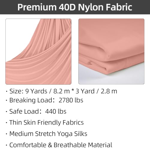 PRIOR FITNESS Aerial Silks Kit, SGS&CE Certified, 9/15/20Yards - color: Champagne, size: S(9 Yards)