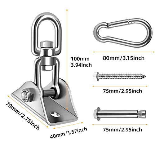 Hammock Hanging Kit 360° Rotating Hanging Chair Hardware 1000 lb Capacity - color: Silver, size: 1