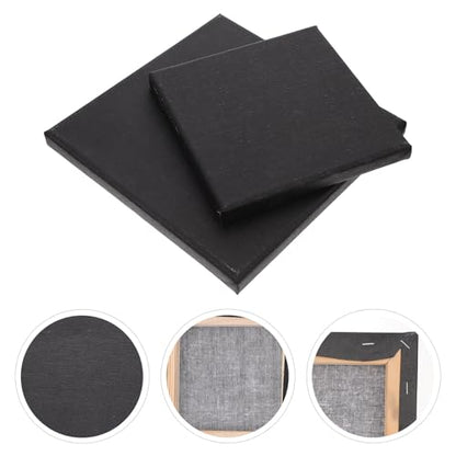 2 Pack Black Canvas Panels 7.87 X 7.87 X 0.59 in Artist Stretched Canvas for Oil Painting Blank Painting Panels for DIY Art Projects Home Decor Gifts