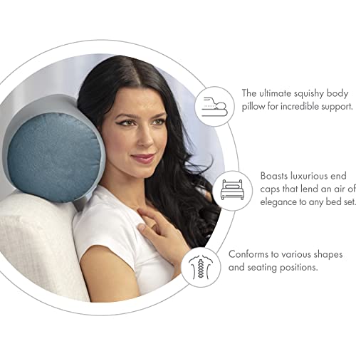 Microbead Bolster Neck Roll Pillow, 14x8 in Cylinder Tube, Cool Grey | Silky smooth face helps prevent sleep creases and hair breakage, light squishy support for head and shoulders, travel ready - color: Cool Grey