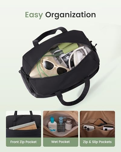LOVEVOOK Small Gym Bag for Women with Tumbler Holder & Shoe Compartment - color: Chocolate, size: Small-17"