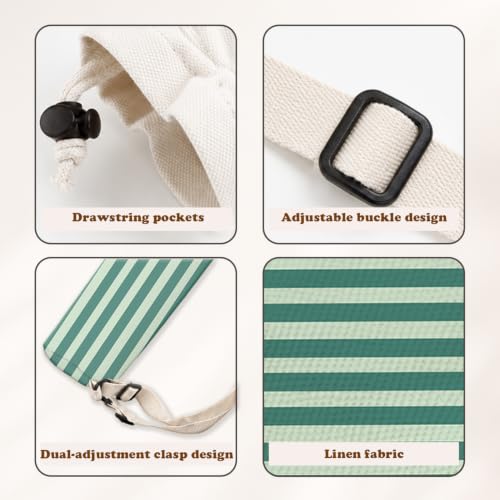 Green Striped Mahjong Mat Bag with Adjustable Straps - color: Green Striped
